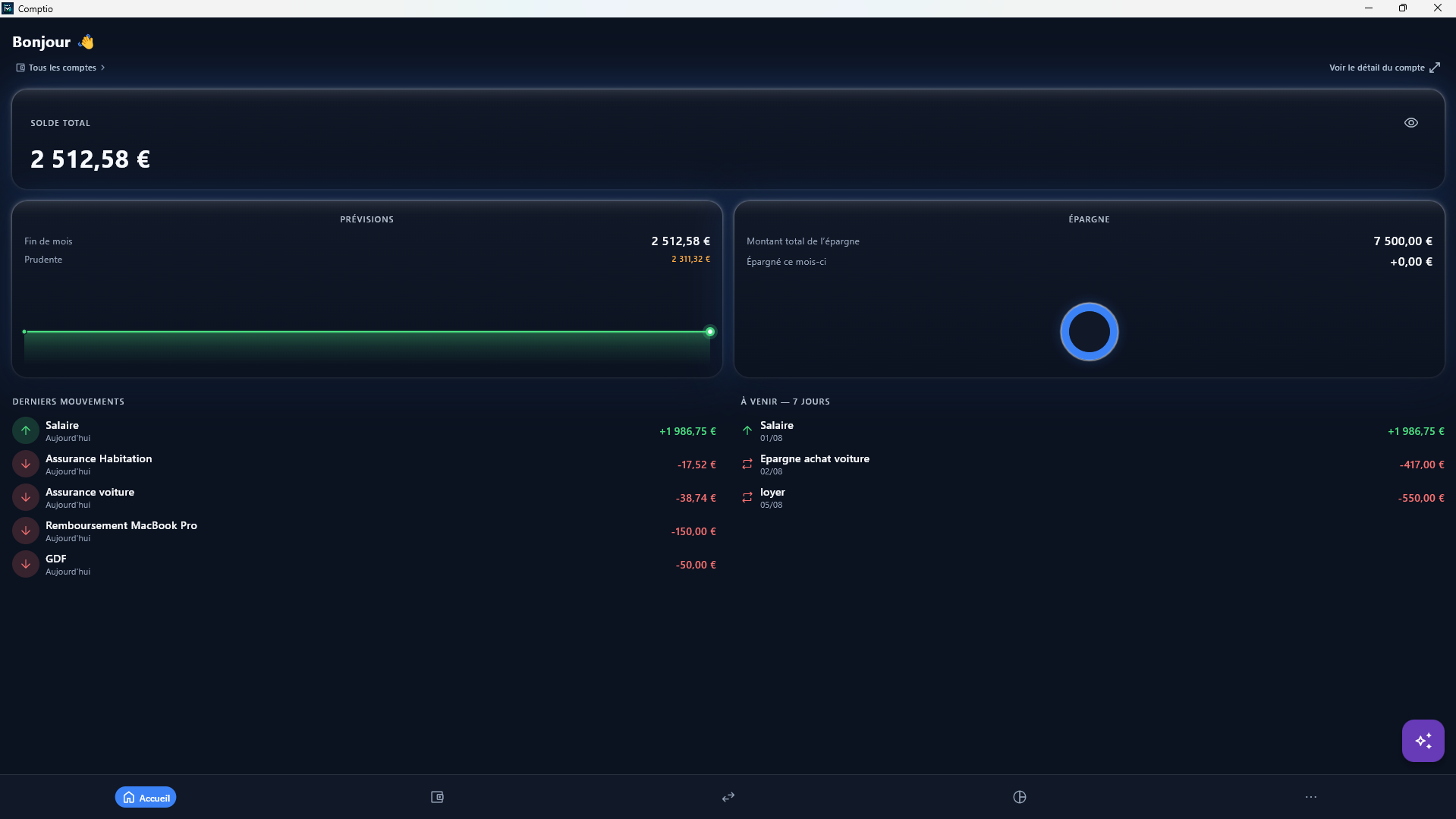 Dashboard Comptio