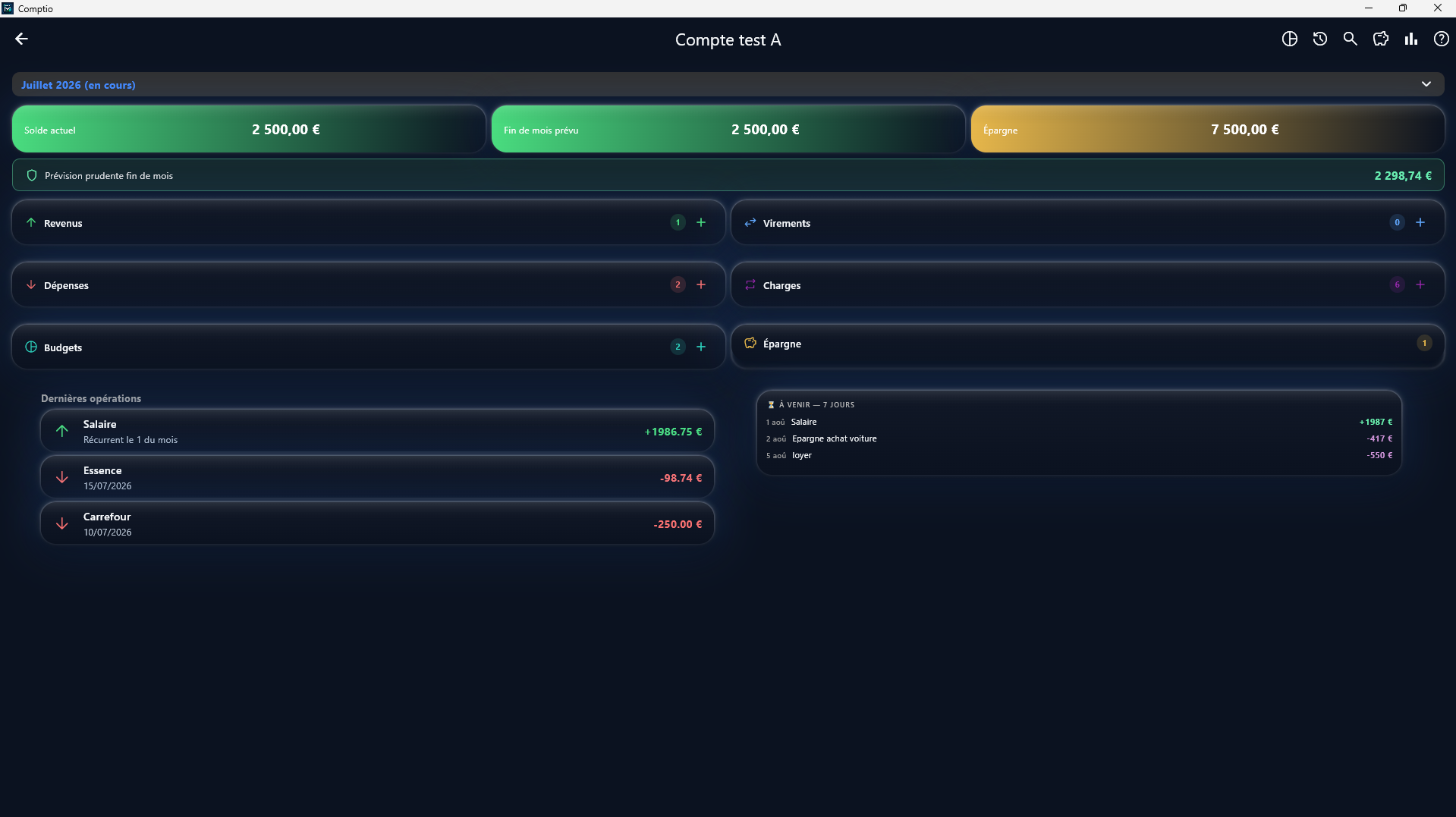 Vue Compte Comptio